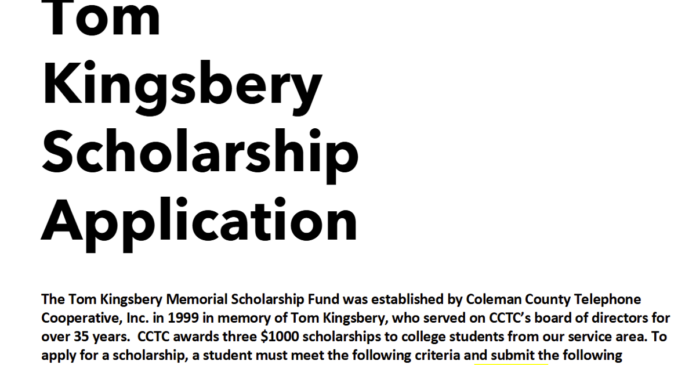 Tom Kingsbery Scholarship Application | News