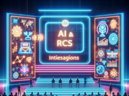 A collage of a two hands holding their phones on either side of the screen. In between them are whatsapp and imessage chat boxes in green and blue. The collage is set against a green and pink grid background with checkerboard squares.